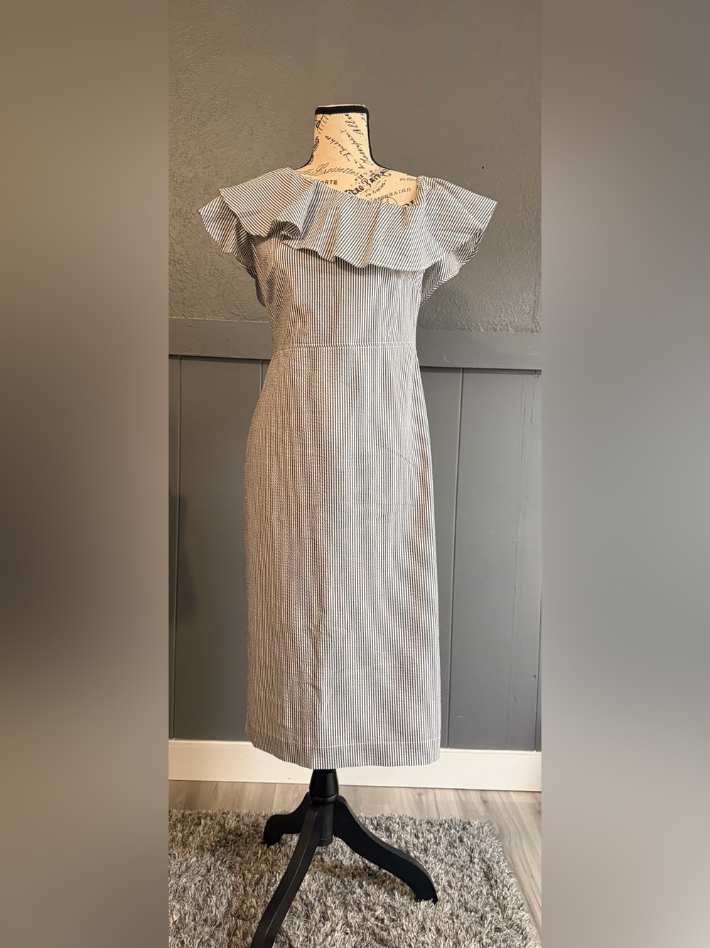 Banana Republic Black & White Striped Maxi Dress